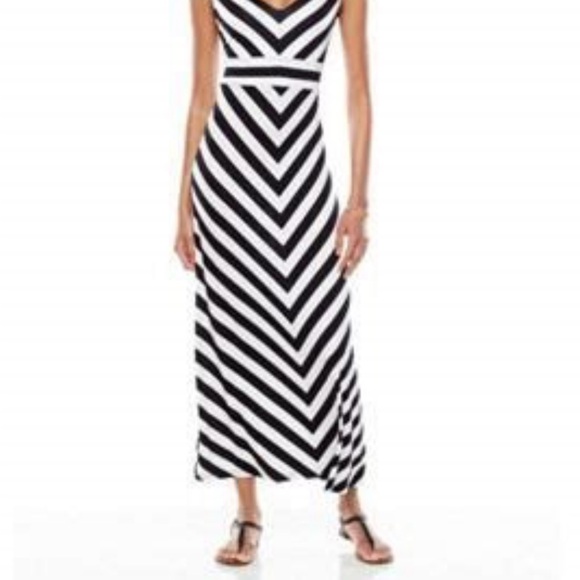 APT. 9 Sleeveless V-Neck Chevron Maxi Dress Sz M - Picture 2 of 8